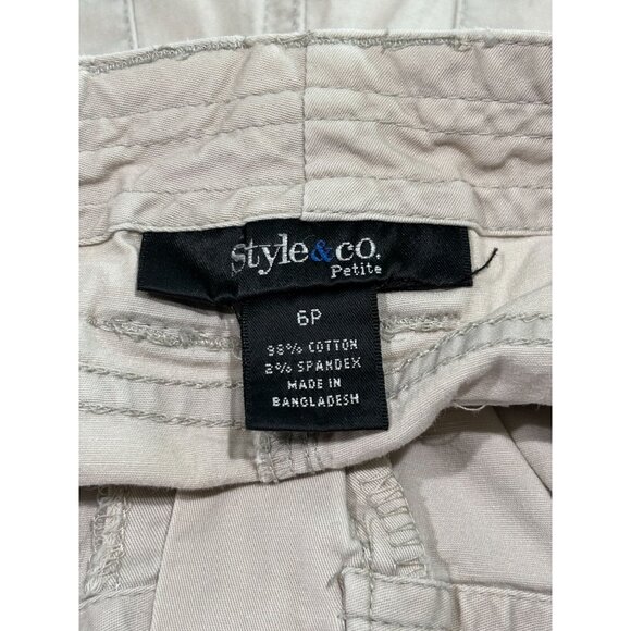 Style & Co Womens Petite Cargo Pants 6P Beige Cotton Blend - Picture 3 of 9